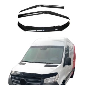 Mercedes Sprinter W907 Hood Deflector + Wind Deflector - Front - Omac - 2Pcs - 2018 Mercedes Sprinter W907 Hood Deflector + Wind Deflector - Front - Omac - 2Pcs - 2018